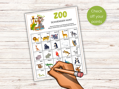 Zoo Scavenger Hunt for kids
